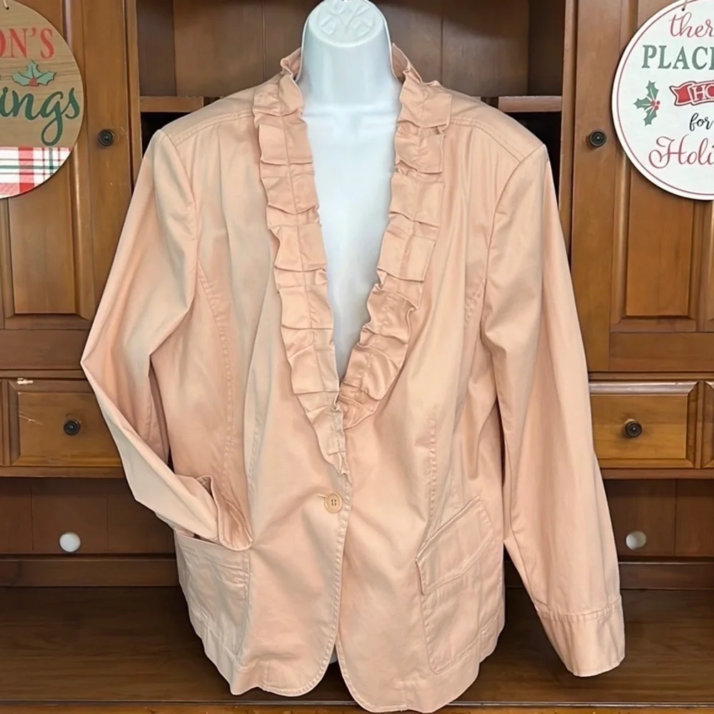 Talbots Ruffled Blazer Blush 20W - Picture 3 of 16